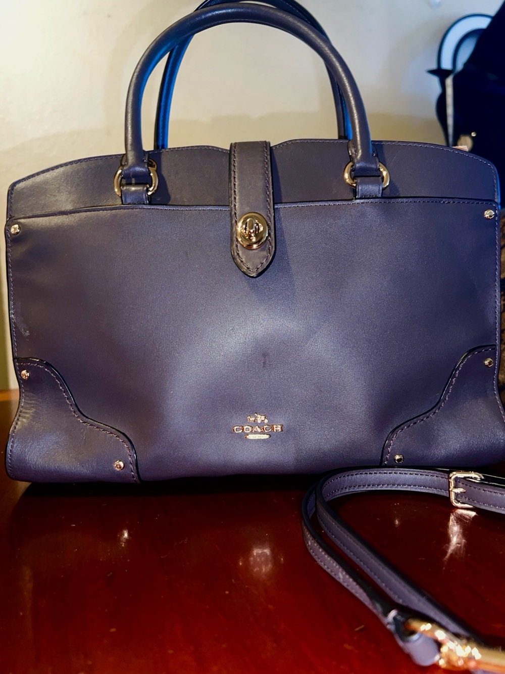 COACH Mercer 30 Mixed Leather Satchel – Chestnut Brown / Gold – Style 20162